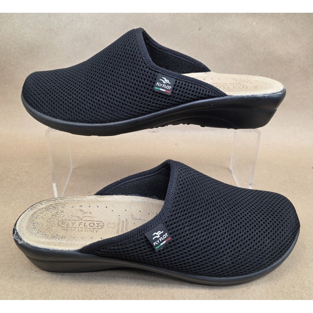 Fly Flot Women's Size 41 US 9 Black Slip On Anti-Shock Italian Comfort Clogs